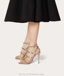 Rockstud Caged Leather Sandals – Colorful High Heel Stilettos