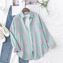 Casual Loose Fit Plaid Flannel Shirt – College Style