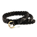Braided Leather Belt with Gold Round Buckle – Casual & Dress Accessory