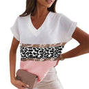 Printed V-Neck Short Sleeve Loose Blouse – Casual Sexy Women’s Tunic Top