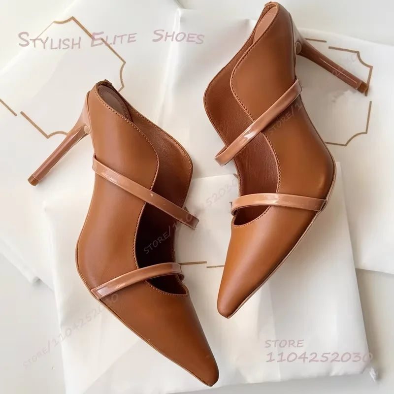 Petal Side Hollow Slingback Stiletto Heels – Suede & Leather