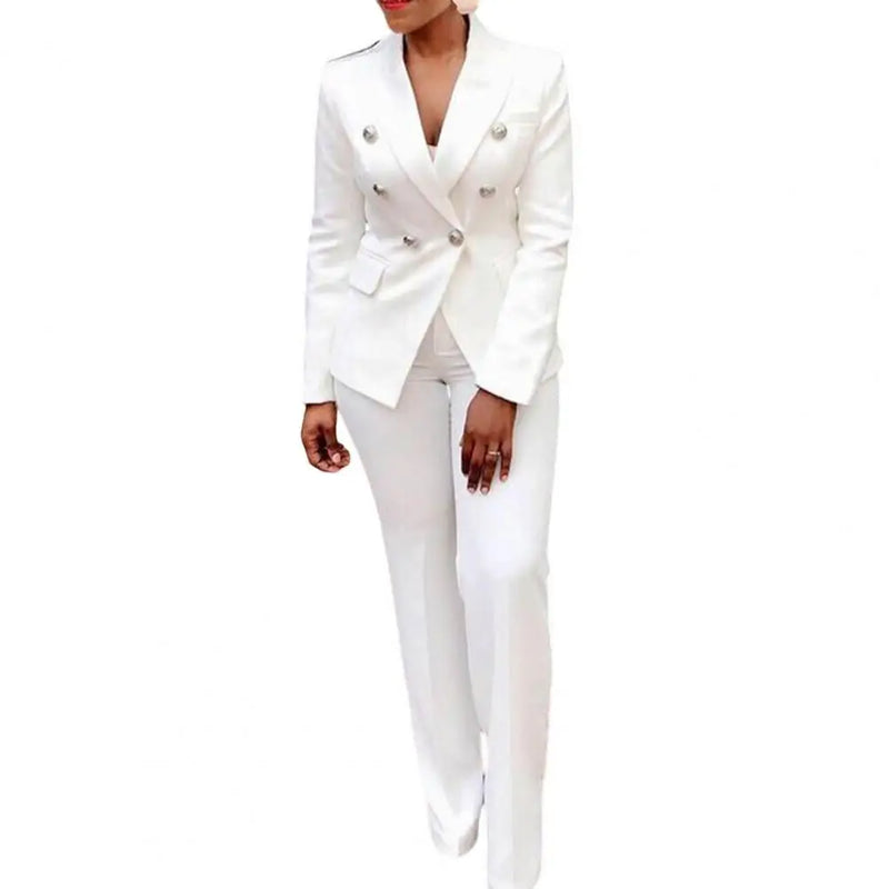 Double Breasted Yellow Blazer & Pant Suit
