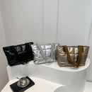 Quilted Rhombus Cotton Tote – Large Capacity Handbag