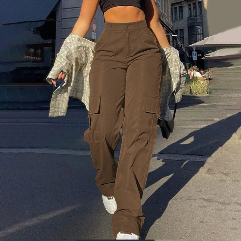 High-Waist Twill Streetwear Chinos