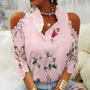 Elegant V-Neck Hollow-Out Lace Blouse – Sexy Short Sleeve Summer Top