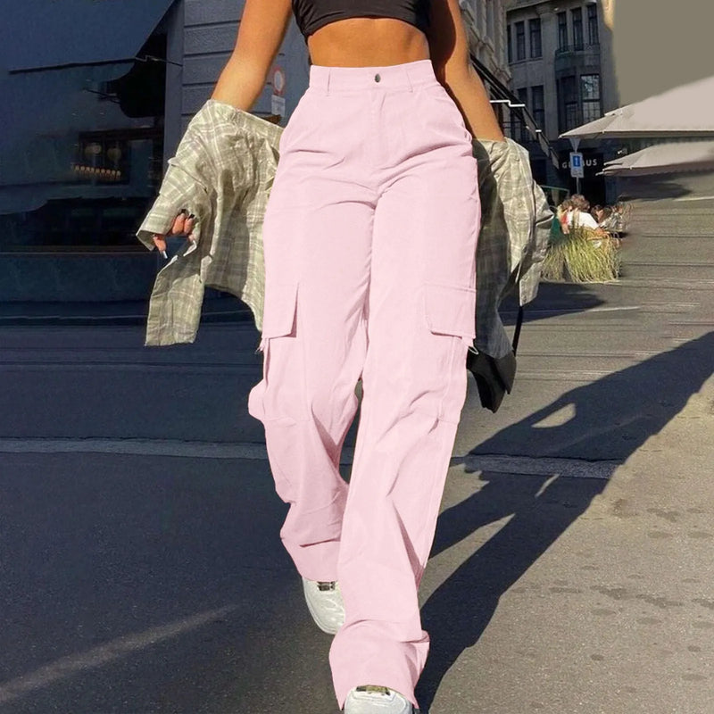 High-Waist Twill Streetwear Chinos