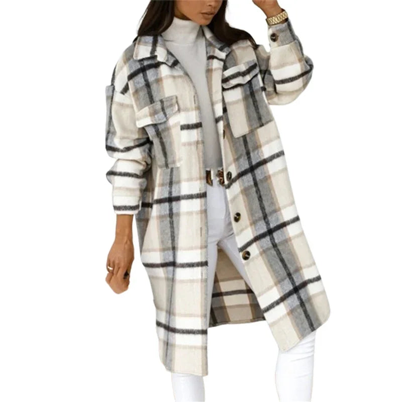 Checkered Tweed Longline Cardigan