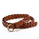 Braided Leather Belt with Gold Round Buckle – Casual & Dress Accessory