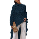 Asymmetrical Lace Blouse – Long Sleeve Guipure Top with Stand Collar