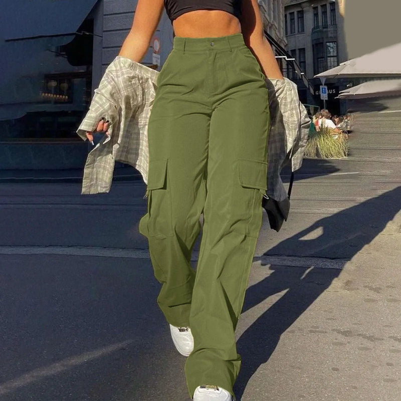High-Waist Twill Streetwear Chinos