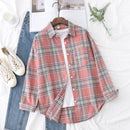 Casual Loose Fit Plaid Flannel Shirt – College Style