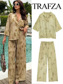 Women’s Summer Tie-Dye Lapel Shirt – Loose Fit Retro Casual Long Sleeve