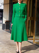 Elegant A-Line Skirt & Blazer Suit Set