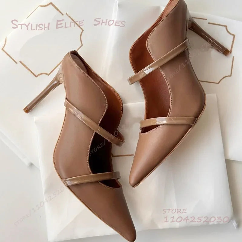 Petal Side Hollow Slingback Stiletto Heels – Suede & Leather