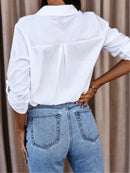 Elegant Button-Down White Shirt Blouse for Women