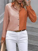 Colorblock Lapel Button-Down Shirt