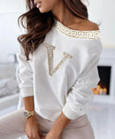 Casual Women Top | Rhinestone Women Top | White Print Top| Evoque Wear