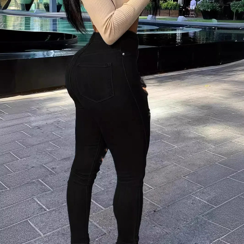 Slim Fit Black Ripped Denim Jeans