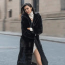 Luxe Black Faux Mink Hooded Coat