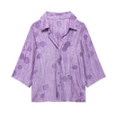 Women’s Summer Tie-Dye Lapel Shirt – Loose Fit Retro Casual Long Sleeve