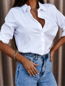 Elegant Button-Down White Shirt Blouse for Women