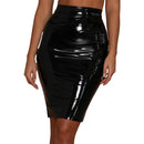 High Waist Faux Leather Pencil Skirt – Knee Length