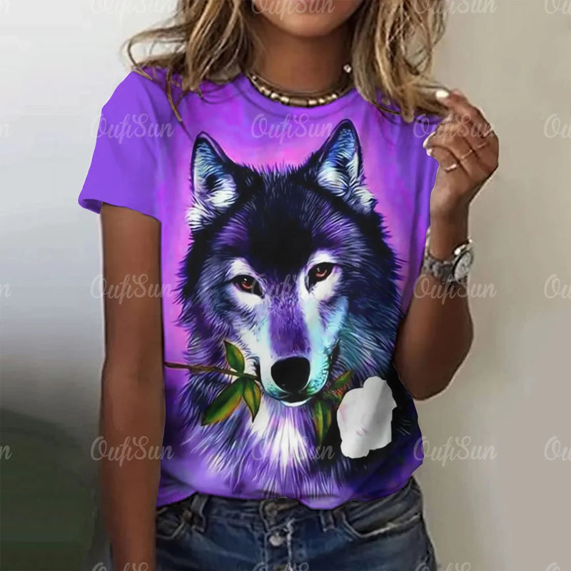 Gothic Wolf Oversized Graphic Tee