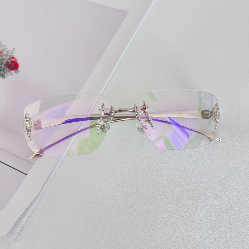 Y2K Rimless Futuristic Sunglasses – Korean Tech-Style Shades