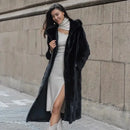 Luxe Black Faux Mink Hooded Coat
