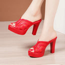 Mesh Platform High Heel Slides – Summer Wedding Shoes
