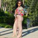 Imitation Silk Printed Lantern Sleeve Blouse – Loose Casual Women’s Top