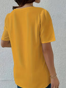 Elegant Short Sleeve Blouse – Casual Loose Fit Weekday Top for Women