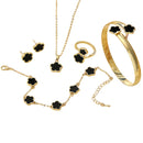 5-Piece Enamel Plum Blossom Jewelry Set – Necklace, Earrings & Bracelet