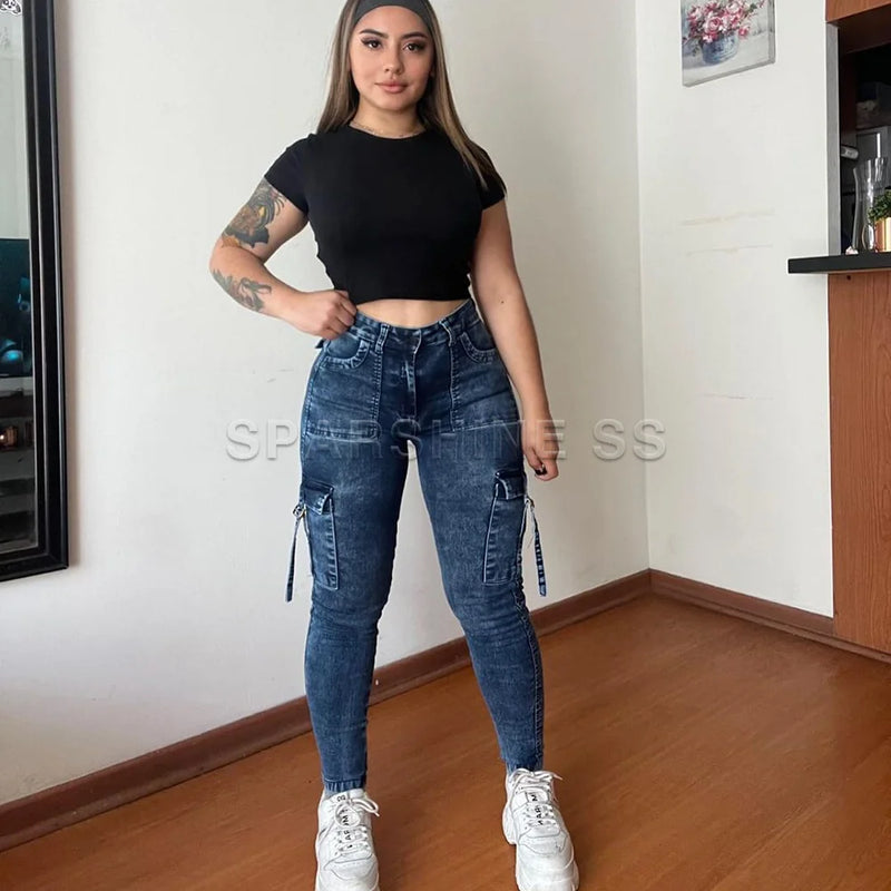 Y2K Vintage Skinny Cargo Jeans