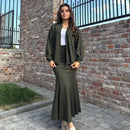 Minimalist Retro Fishtail Skirt Suit