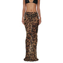 Sheer Leopard Print Slim Fit Maxi Skirt