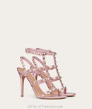 Rockstud Caged Leather Sandals – Colorful High Heel Stilettos