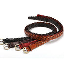 Braided Leather Belt with Gold Round Buckle – Casual & Dress Accessory