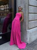 Rose Red Chest-Wrap Top & Pant Set