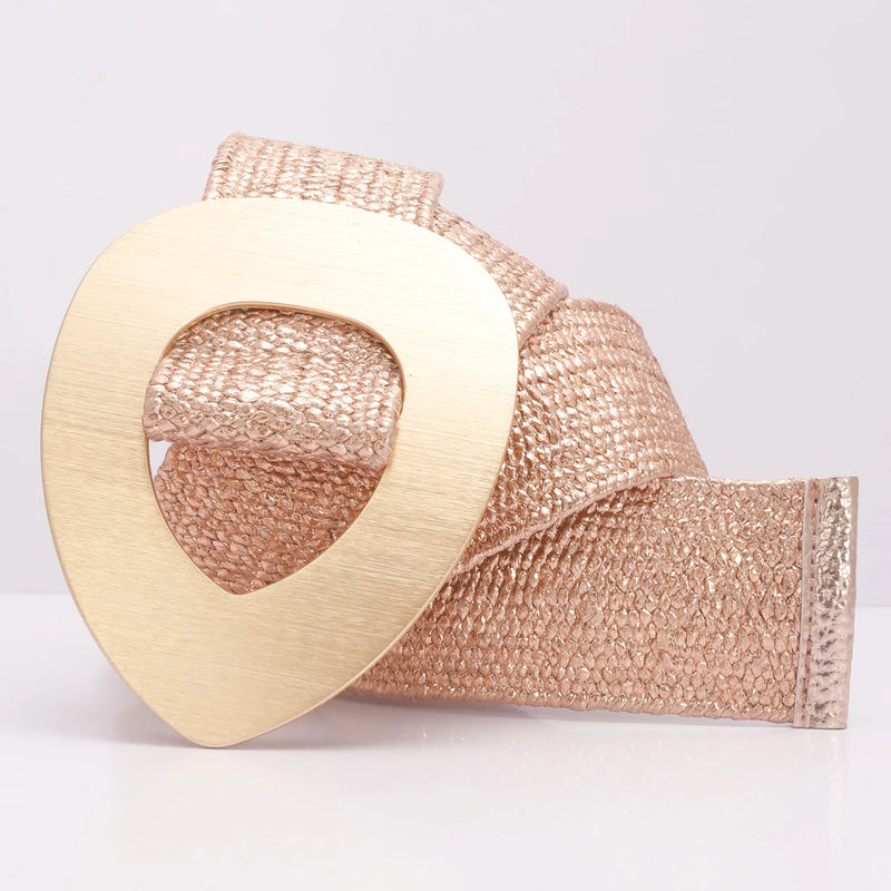 Bohemian Woven Straw Braided Belt – Elastic Waist for Summer Dresses