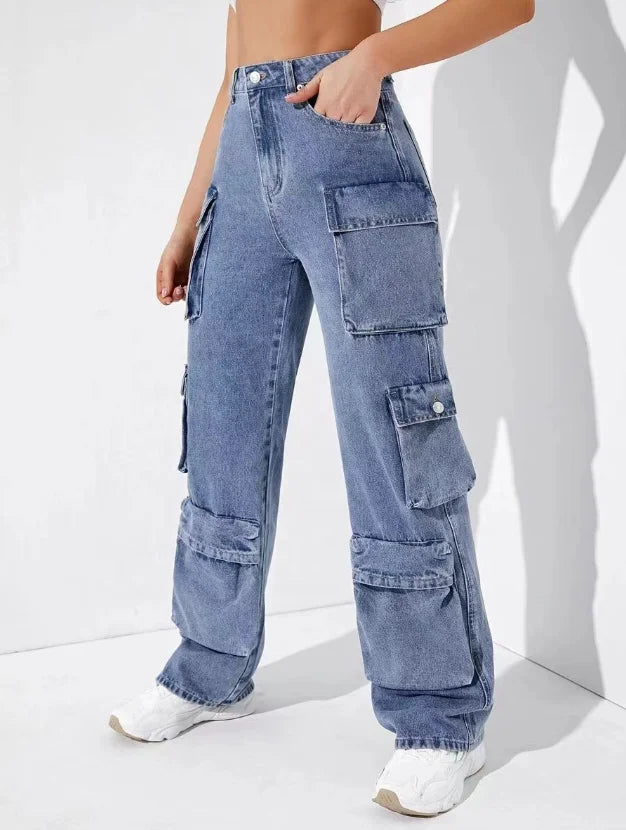 Minimalist Multi-Pocket Loose Work Jeans