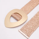 Bohemian Woven Straw Braided Belt – Elastic Waist for Summer Dresses