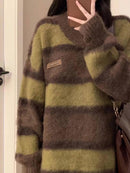 Women's Winter Preppy Style Vintage Stripe Sweater