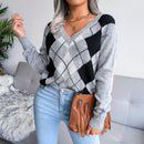 Ladies Preppy Diamond Casual Sweater