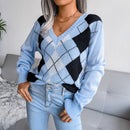 Ladies Preppy Diamond Casual Sweater