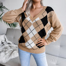 Ladies Preppy Diamond Casual Sweater